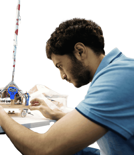 A student working on an electronic project